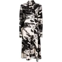 jil sander robe asymétrique à fleurs - noir