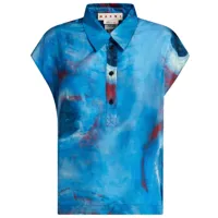 marni chemise en soie à imprimé abstrait - bleu