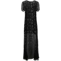 rabanne robe longue volantée à détails de clous - noir