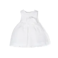 le bebé enfant robe sans manches à fleurs appliquées - blanc