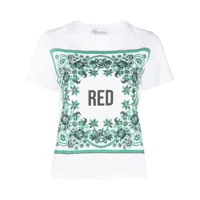 red valentino t-shirt en coton à fleurs - blanc
