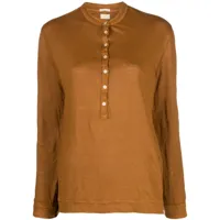 massimo alba chemise java en lin à col boutonné - marron