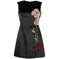 rachel gilbert robe mi-longue yolanda à fleurs brodées - noir