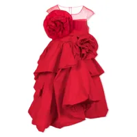 marchesa kids couture robe longue à appliques fleurs - rouge