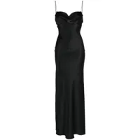 rachel gilbert robe longue en soie à design sans manches - noir