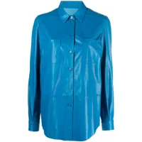 drome chemise en cuir à poches poitrine - bleu