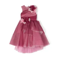 marchesa kids couture robe froncée à fleurs appliquées - rose