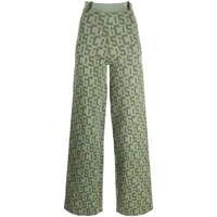 gcds pantalon en maille à taille haute - vert