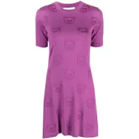 moschino robe courte à motif teddy bear - violet