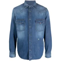 jacob cohën chemise en jean à logo brodé - bleu