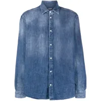 dondup chemise en jean à effet délavé - bleu