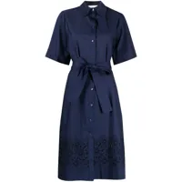 p.a.r.o.s.h. robe-chemise à taille ceinturée - bleu