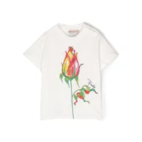 pucci junior t-shirt en coton à fleurs - blanc
