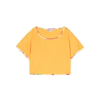 pucci junior t-shirt crop à logo imprimé - jaune