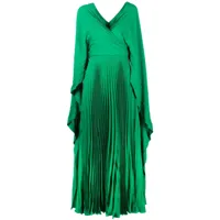 valentino garavani robe longue plissée à col v - vert