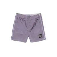 stone island junior short de bain à patch logo - violet
