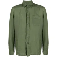 120% lino chemise à boutonnière - vert