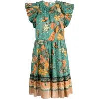 ulla johnson robe courte etta à fleurs - vert