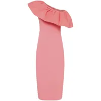 rebecca vallance robe mi-longue brittany à design à une épaule - rose