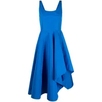alexander mcqueen robe mi-longue drapée à design asymétrique - bleu