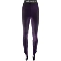philipp plein legging en velours à bande logo - violet