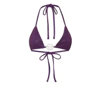 philipp plein haut de bikini à plaque logo - violet