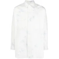 yohji yamamoto chemise en coton à fleurs - blanc