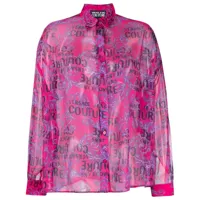 versace jeans couture chemise à logo imprimé - rose