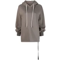 rick owens hoodie cape sleeve jumbo en coton - gris