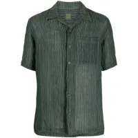 120% lino chemise en lin à rayures - vert