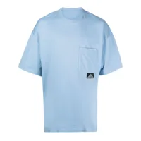 oamc t-shirt en coton biologique à patch logo - bleu