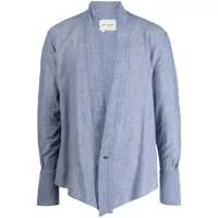 greg lauren chemise en coton à design ouvert - bleu