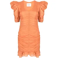 marant étoile robe courte en coton à fronces - orange