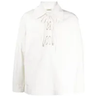 system chemise en coton à col italien - blanc
