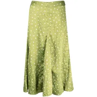 ganni jupe plissée à pois - vert