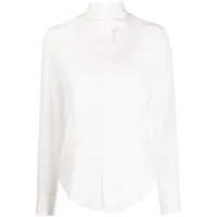 mazzarelli chemise en soie stretch à effet de transparence - blanc