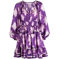 ulla johnson robe courte en soie à imprimé abstrait - violet