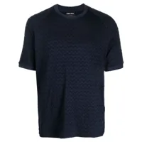 giorgio armani t-shirt texturé à encolure ronde - bleu