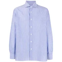 borrelli chemise en coton mélangé à rayures - bleu