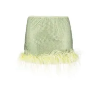 patrizia pepe minijupe bordée de plumes à ornements strassés - vert