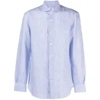 mazzarelli chemise en lin à rayures - bleu