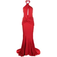 blumarine robe longue à dos-nu - rouge