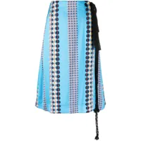 wales bonner jupe nouée à motif géométrique - bleu