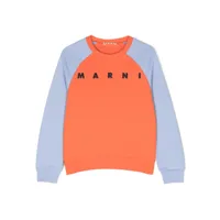 marni kids sweat en coton à design colour block - orange