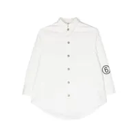 mm6 maison margiela kids robe-chemise en coton à logo imprimé - blanc