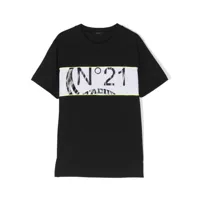 nº21 kids t-shirt en coton à logo imprimé - noir