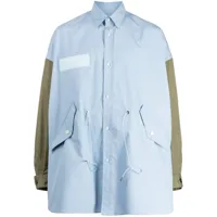 fumito ganryu chemise bicolore à lien de resserrage - bleu