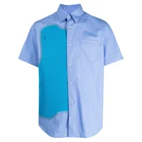 fumito ganryu chemise à empiècement en résille - bleu