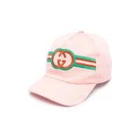 gucci kids casquette en coton à logo brodé - rose