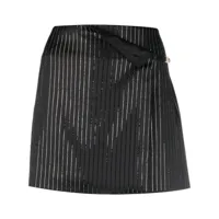gcds jupe logo clip pinstrip à ornements strassés - noir